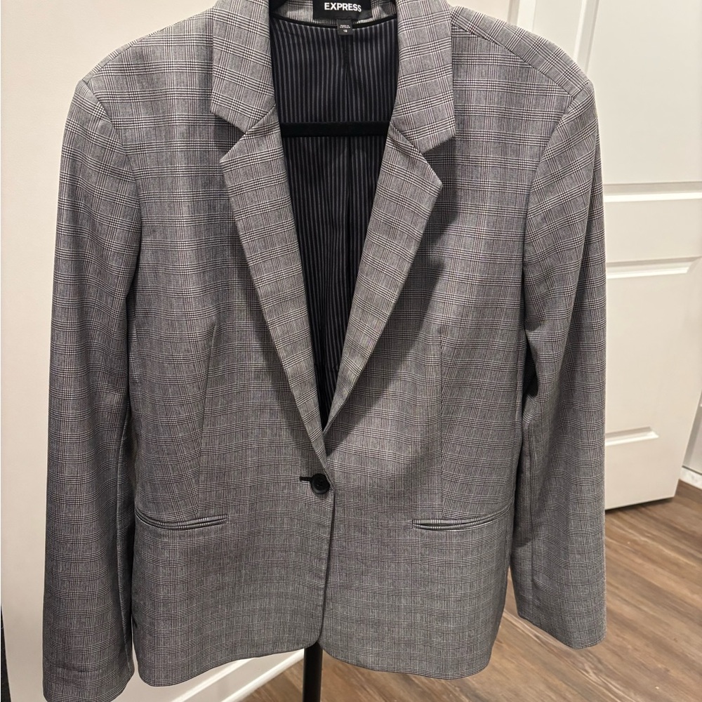 Express Gray Plaid Blazer
